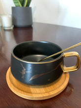 Load image into Gallery viewer, Drink Me, Hi-Tea: Black Marble Pattern Nordic Japanese Style Mug With Acacia Wooden Base