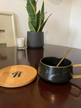 Load image into Gallery viewer, Drink Me, Hi-Tea: Black Marble Pattern Nordic Japanese Style Mug With Acacia Wooden Base