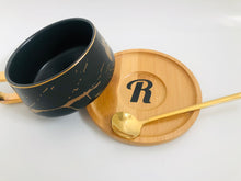 Load image into Gallery viewer, Drink Me, Hi-Tea: Black Marble Pattern Nordic Japanese Style Mug With Acacia Wooden Base
