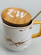 Load image into Gallery viewer, Phew! Time For A Brew: White Marble Pattern Nordic Japanese Style Mug With Wooden Lid